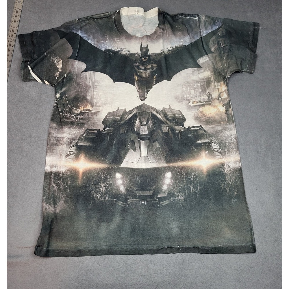 Batman Arkham‎ Knight Graphic Print Shirt XL Gray Light Crew Neck Super Hero